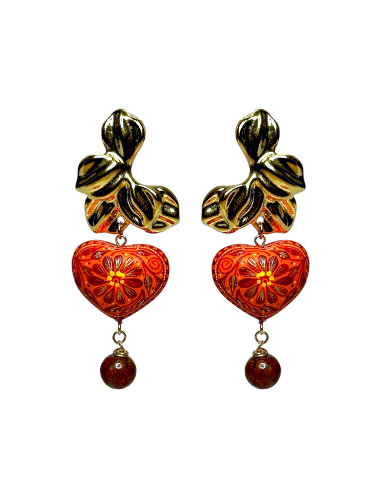 Aretes Corazón Media Flor